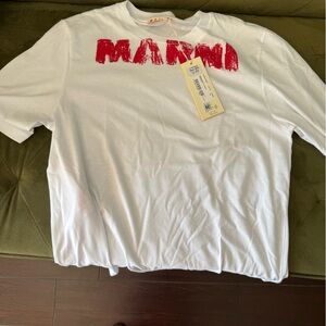 Marni White Tee with Red Graphic